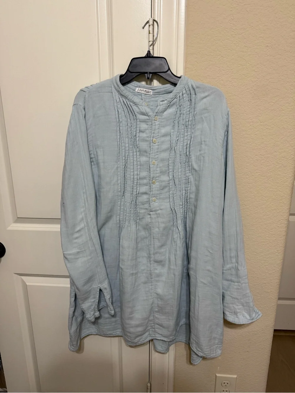 CP Shades x Free People Yoko Tunic Dress Light Blue Gauzy Cotton Boho Casual